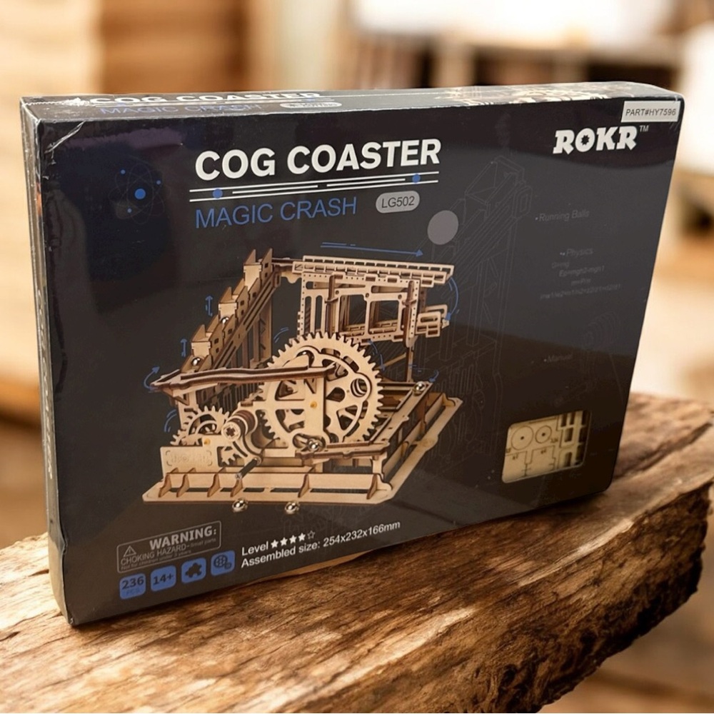 ROKR Cog Coaster Magic Crash LG502 3D Wooden Puzzle Marble Run Kit